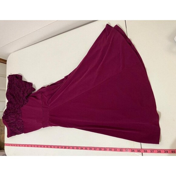 Torrid Womens Knee Length Crochet Lace Dress 2x Purple Stretch Pleated V Neck - Picture 7 of 9